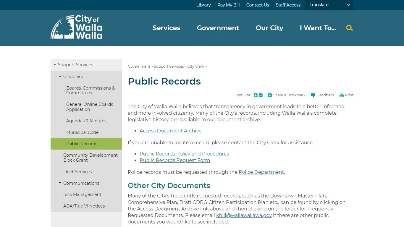 Public Records | City of Walla Walla